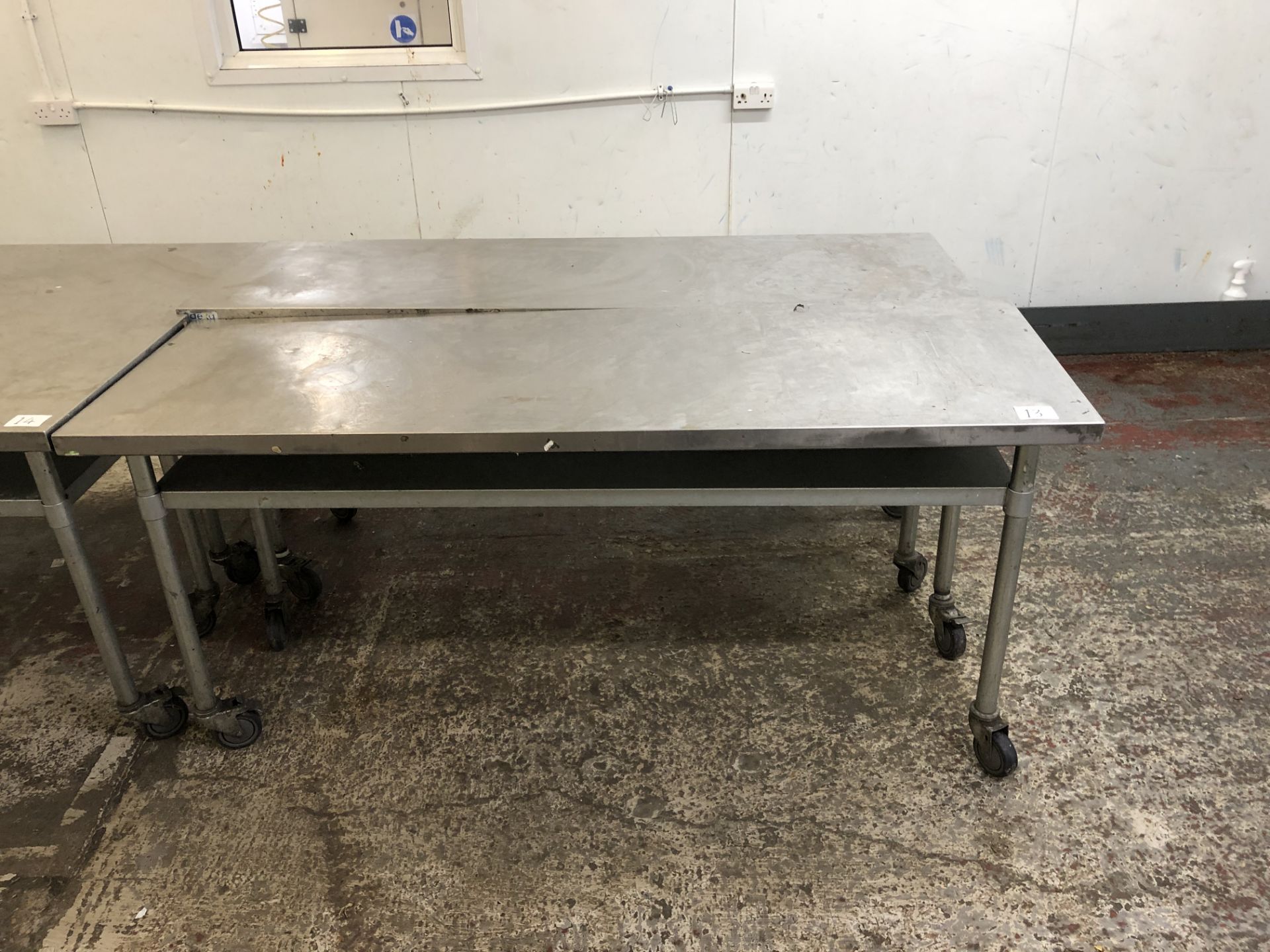 (2) Stainless Steel Mobile Preparation Tables