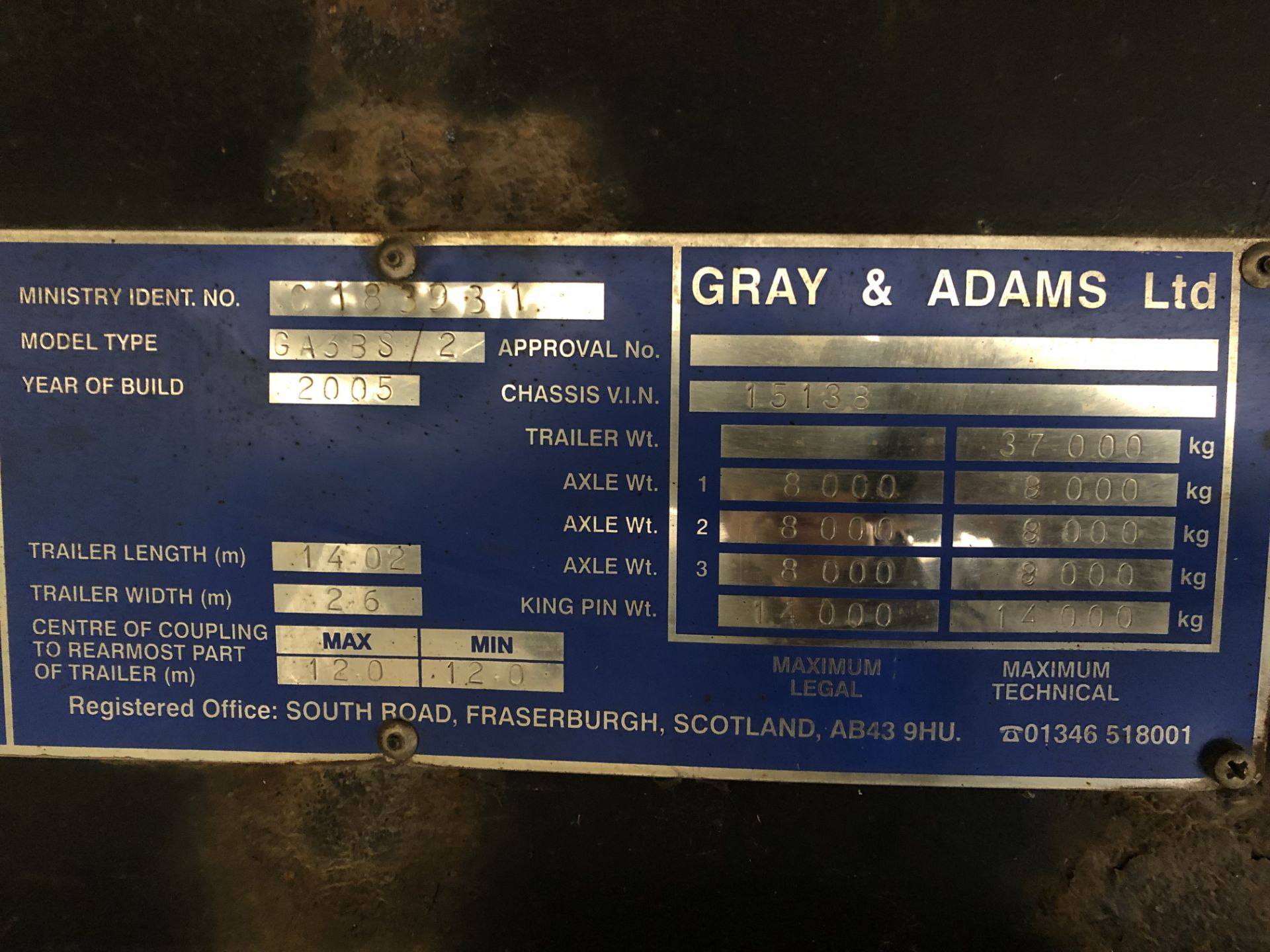 Gray & Adams GA3BS/2 Insulated Fridge Rigid Trailer - Image 8 of 9