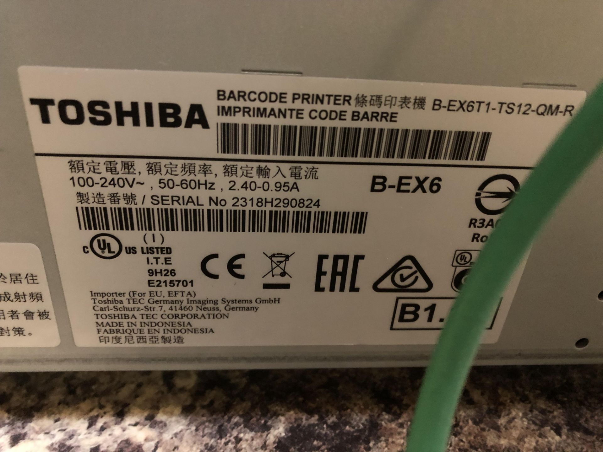 Toshiba B-EX6 Thermal Transfer Barcode Printer & Label Rewinder - Image 2 of 3