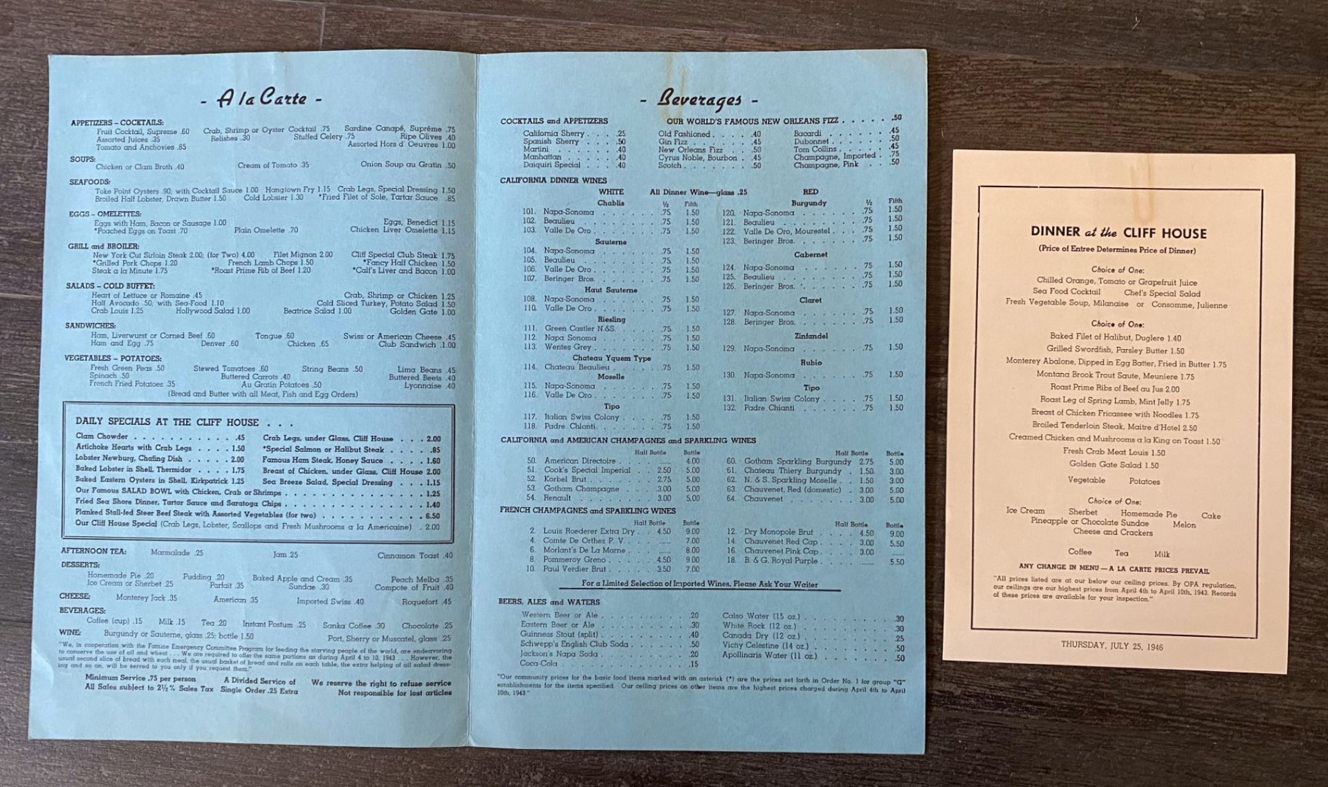 Cliff House Menu - Image 2 of 2