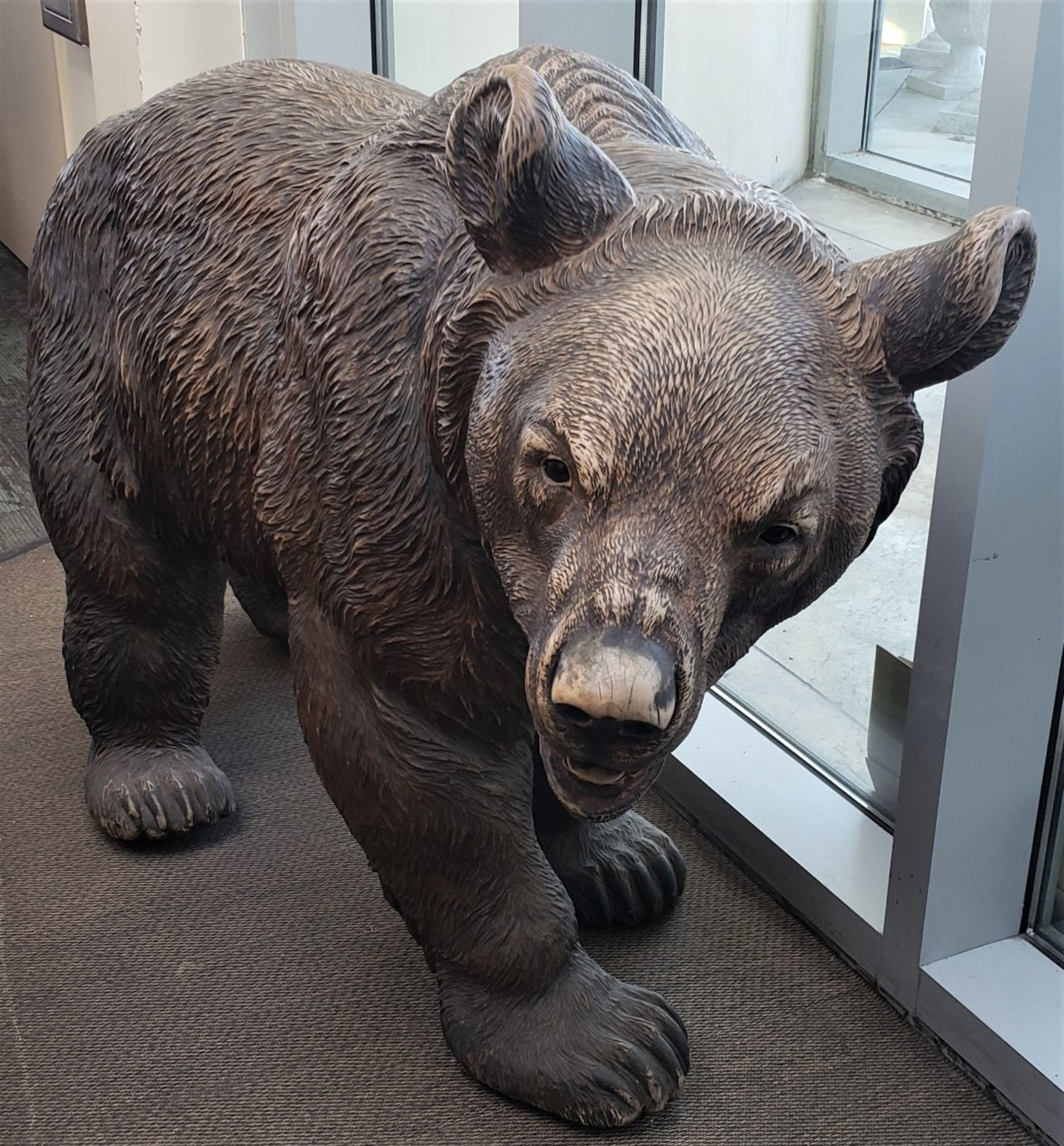 Carved Wooden Bear Statue - Image 2 of 4