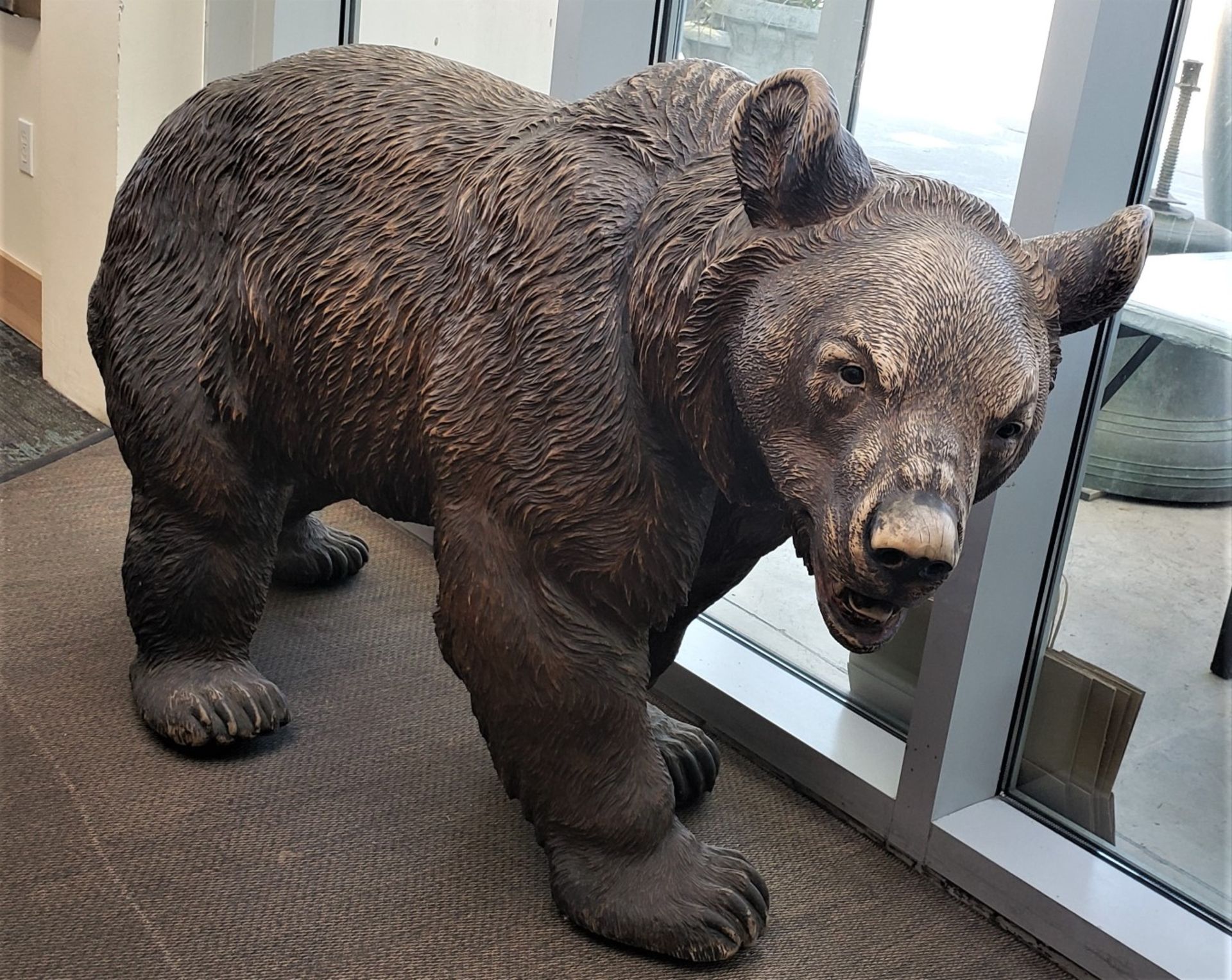 Carved Wooden Bear Statue