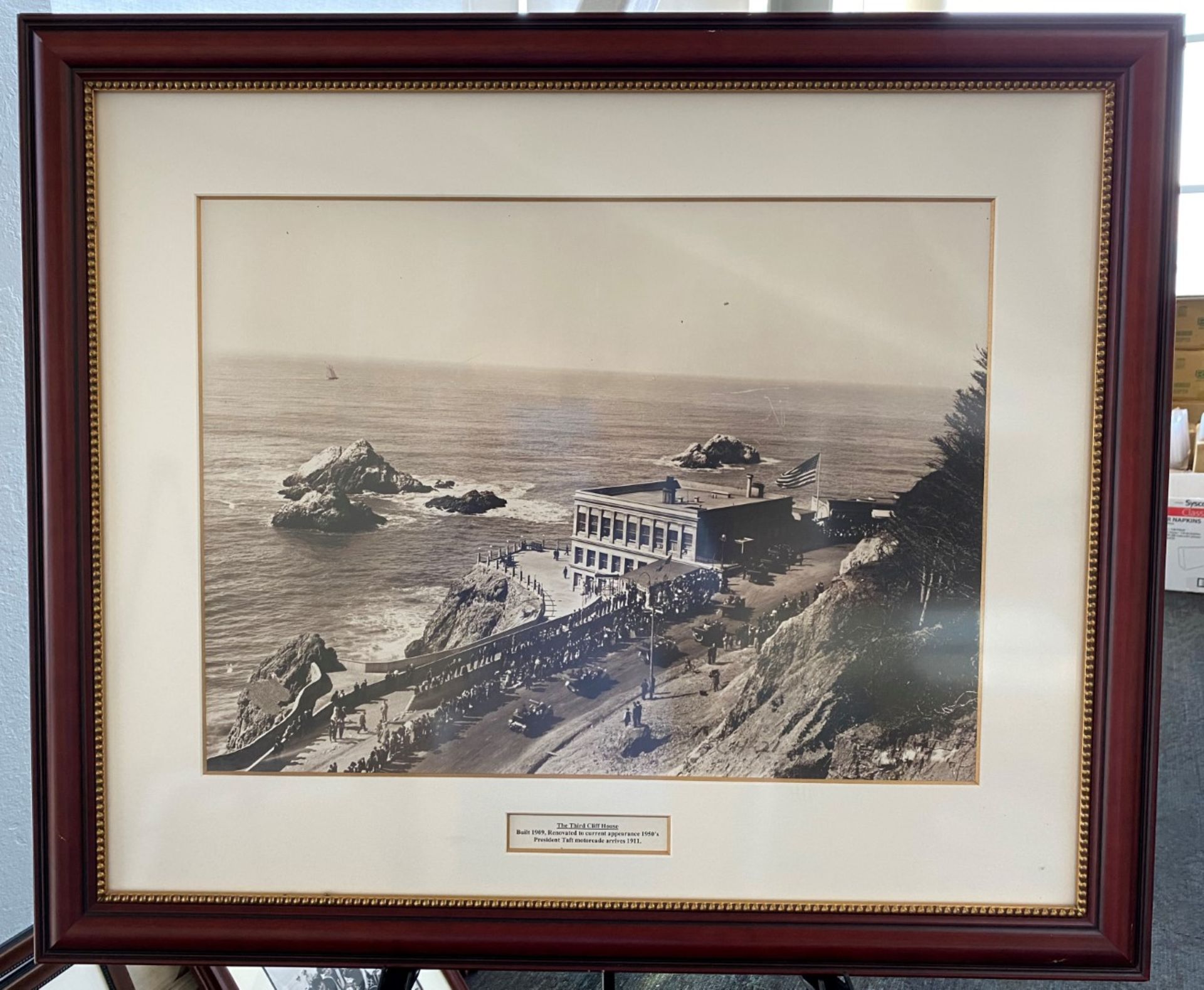 Framed Photo - Third Cliff House with Pres Taft Motorcade