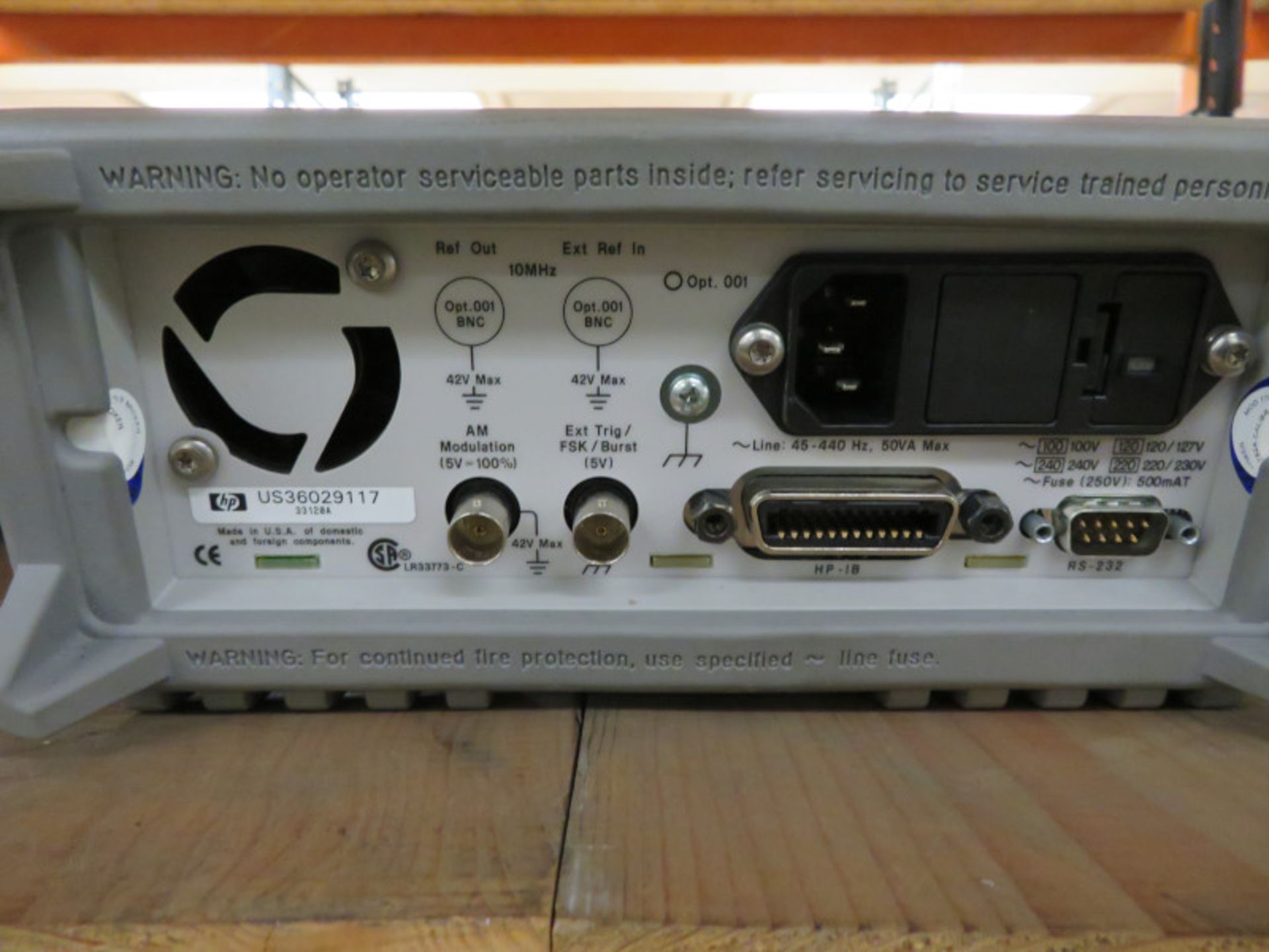 HP 33120A 15MHz Function/Arbitrary Waveform Generator - No Power Cable & Manual - Image 3 of 4