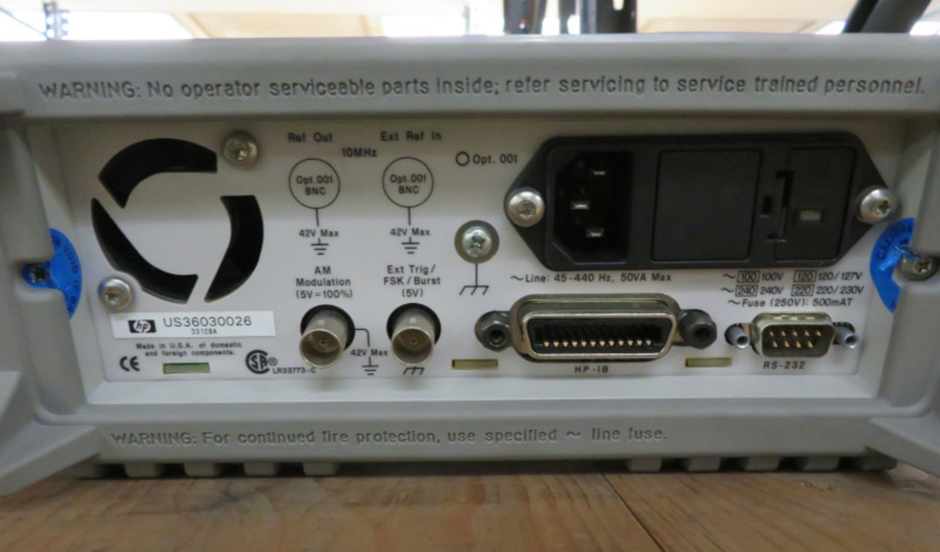 HP 33120A 15MHz Function/Arbitrary Waveform Generator - No Power Cable & Manual - Image 3 of 4