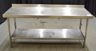 Stainless Steel Table with bottom shelf - L1800 x W650 x H925mm