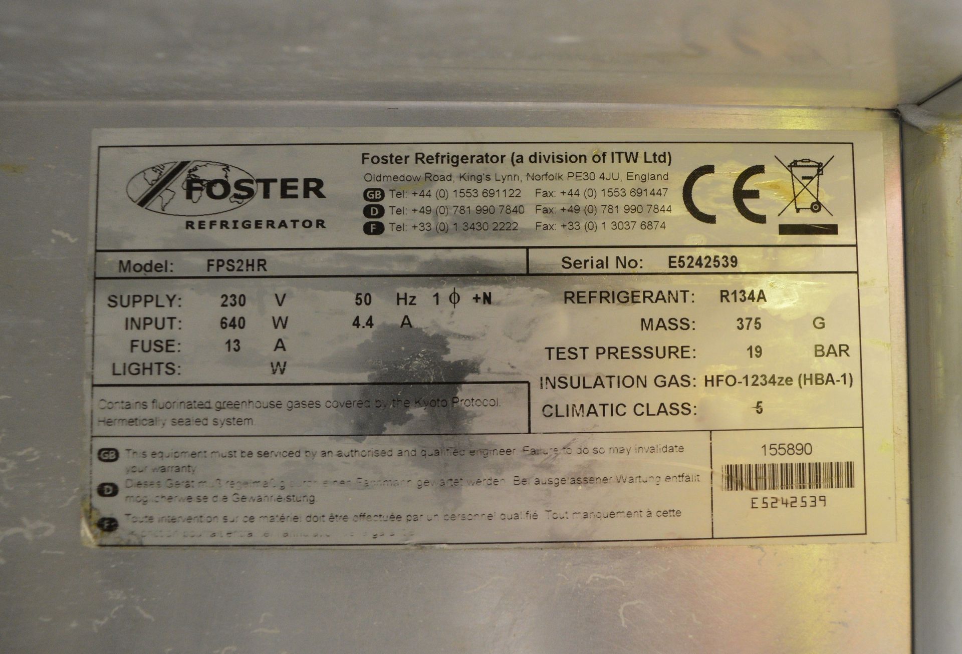 Foster FPS2HR 2 Door Refrigerated Preparation Counter - Image 5 of 8