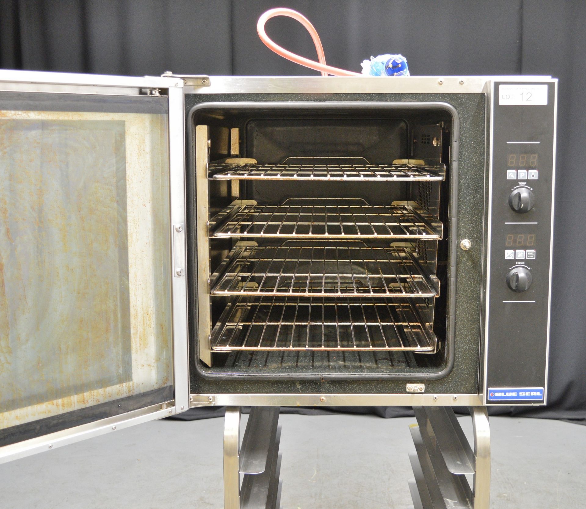 Blue Seal Turbofan E32D4 Convection Oven with Stainless Steel Rack Stand