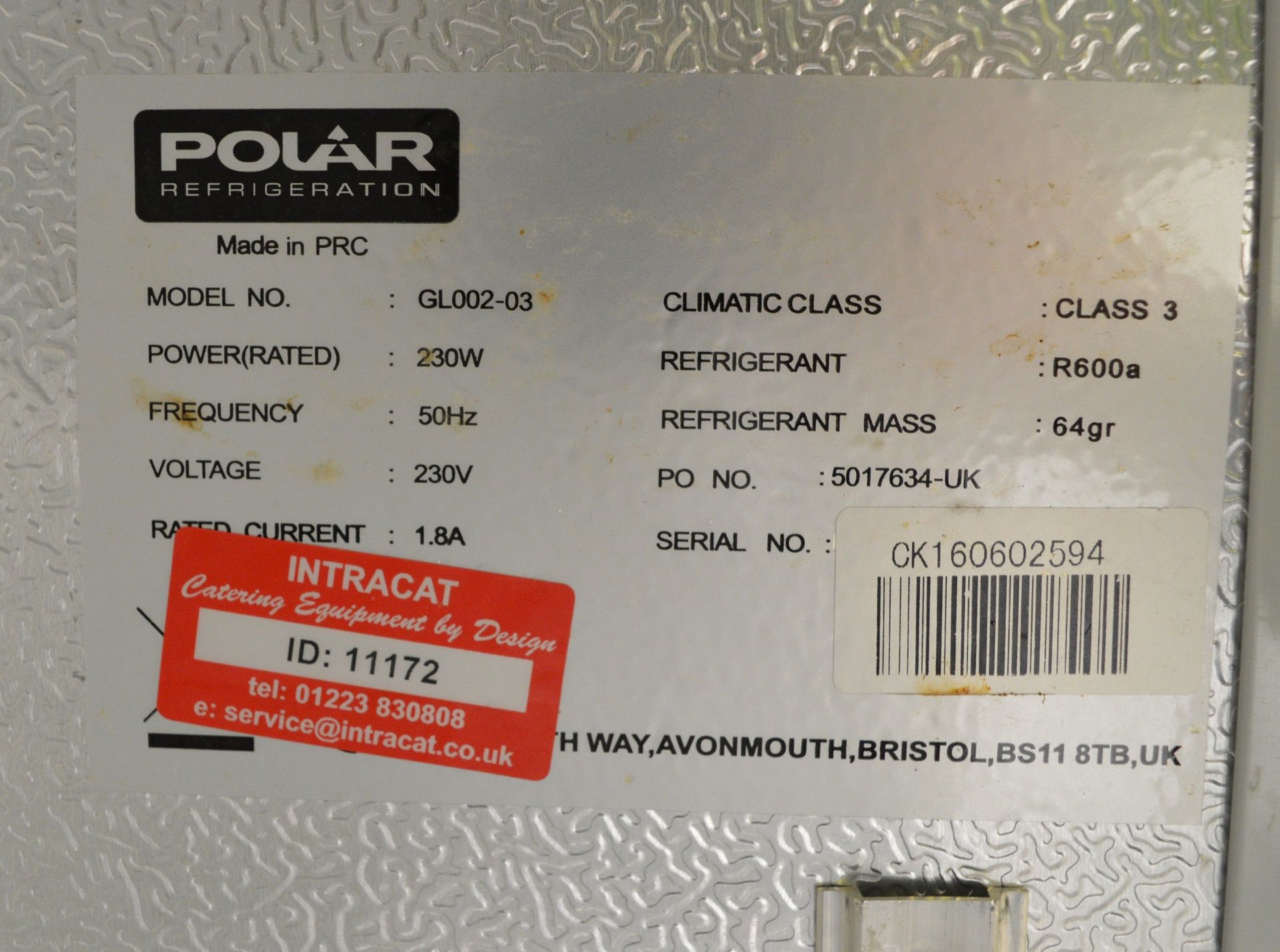 Polar Refrigeration GL002-03 Double Door Undercounter Refrigerator - Image 5 of 7