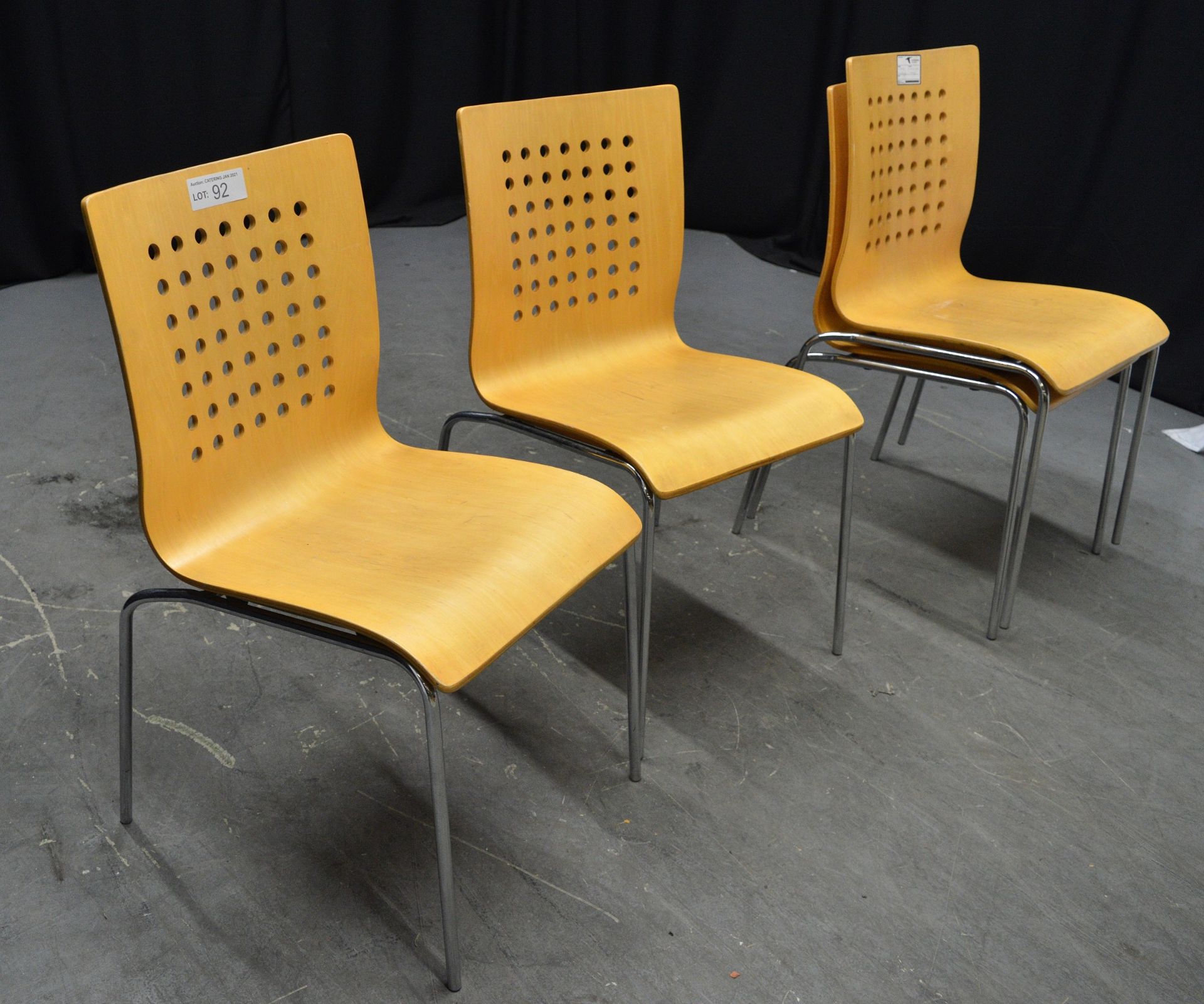 4x Wooden Chairs with Chrome Effect Legs - Image 2 of 3