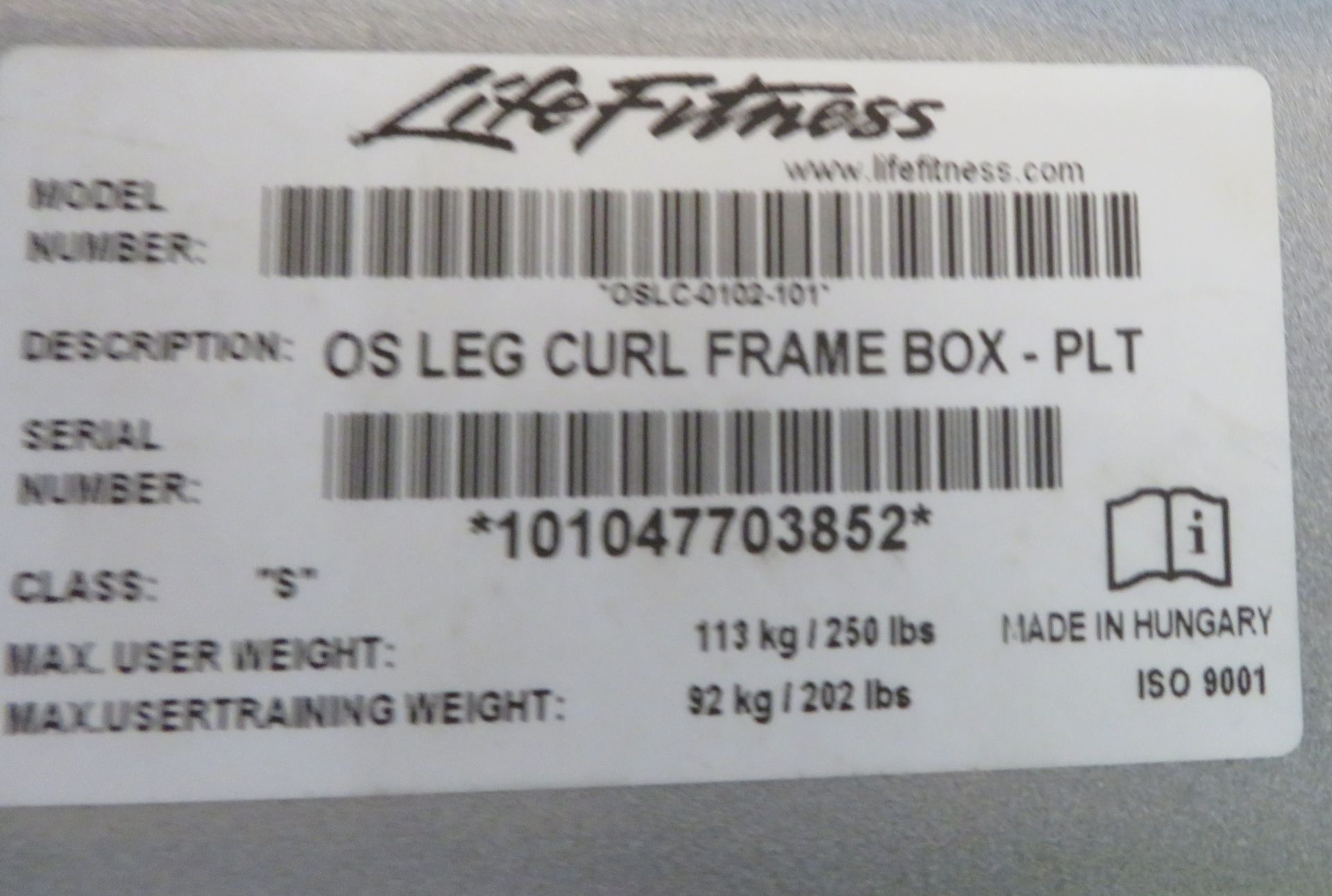Life Fitness Model OS Frame Box Hamstring/Leg Curl. - Image 9 of 11