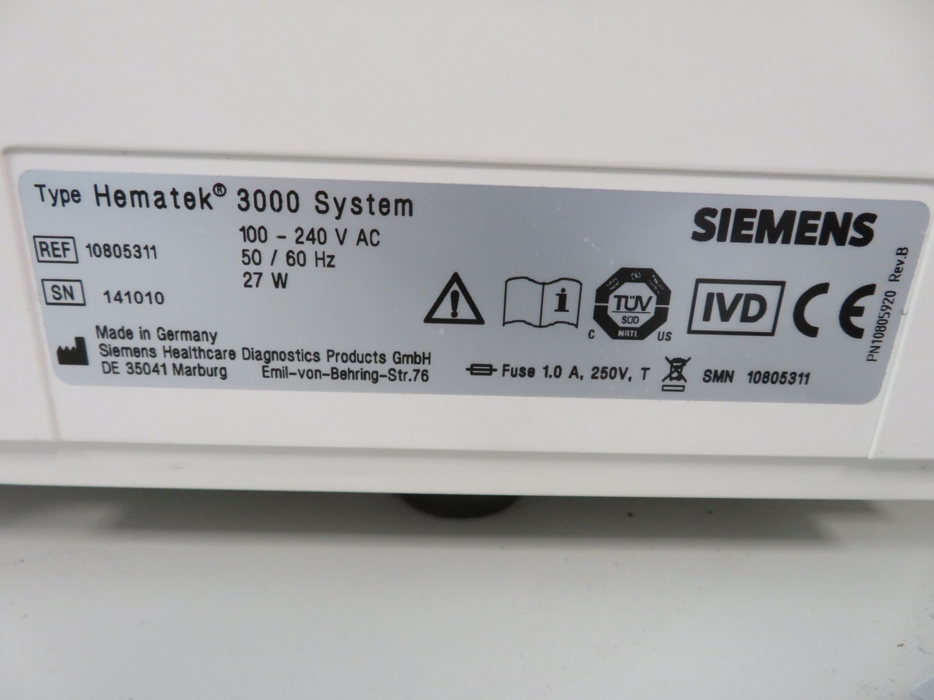 Siemens Hematek 3000 Semiautomated Slide Staining Analyzer. - Image 8 of 8