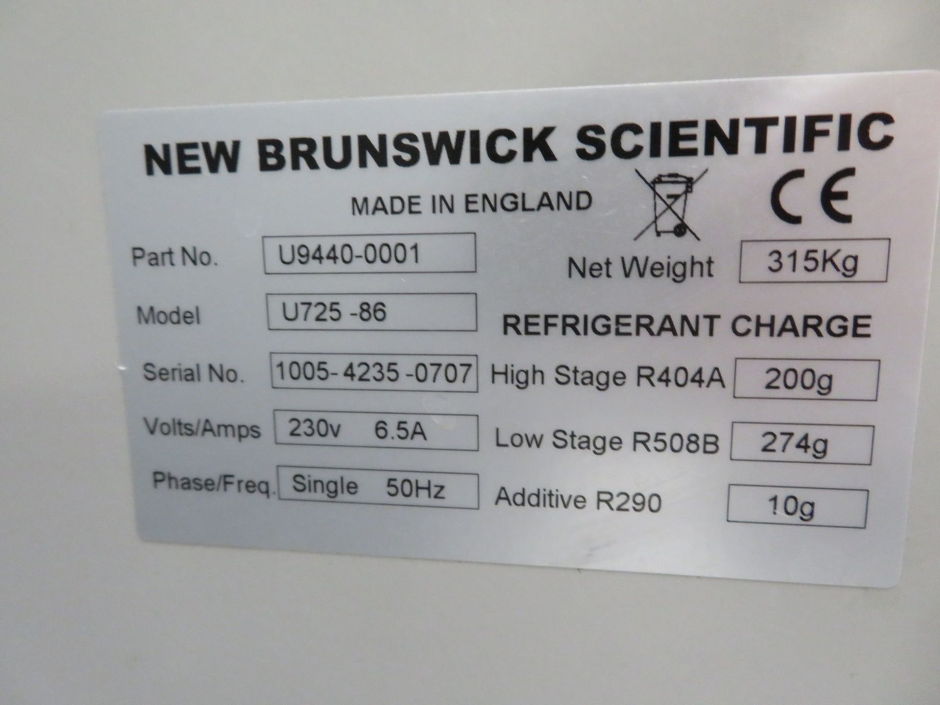 New Brunswick Scientific U725 Innova Ultra -Low Temperature Freezer. -86'c Range. - Image 7 of 7