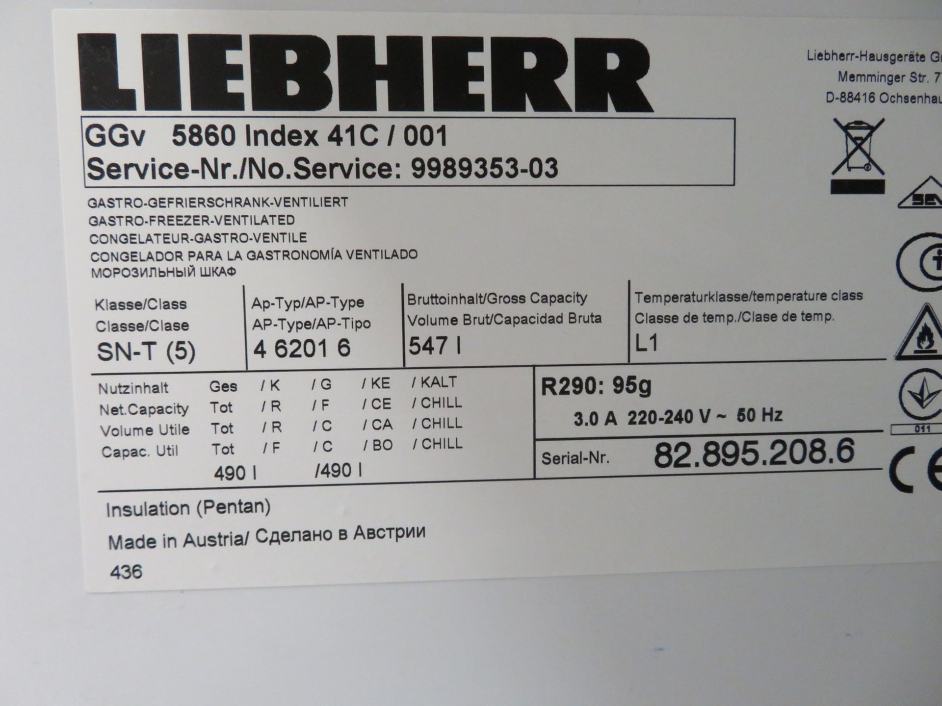 Liebherr ProfiLine GGV 5860 Laboratory Freezer. -14'c -26'c Range. - Image 7 of 7