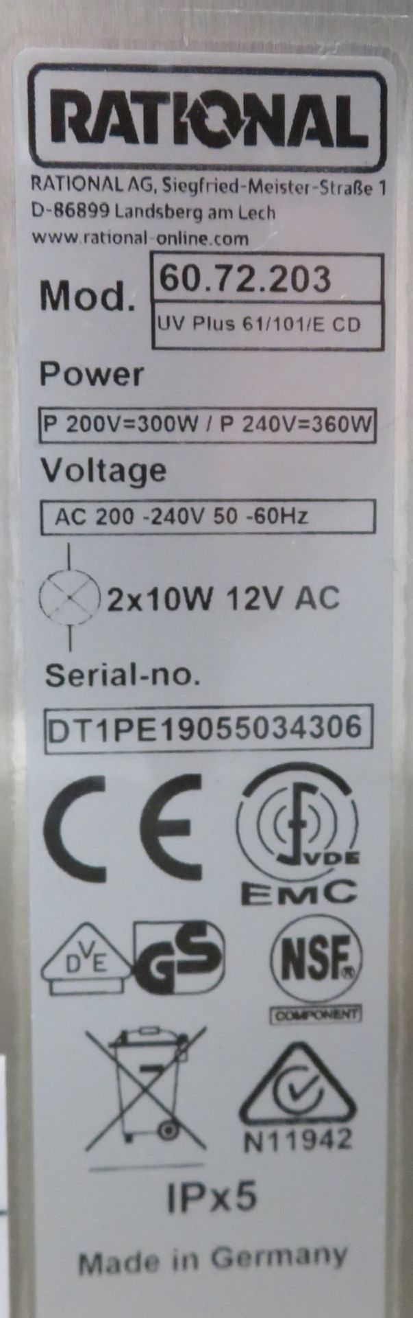 Rational 60.72.203 Ultravent Plus 61/101E smoke and condensation hood. 2019 model. - Image 7 of 9