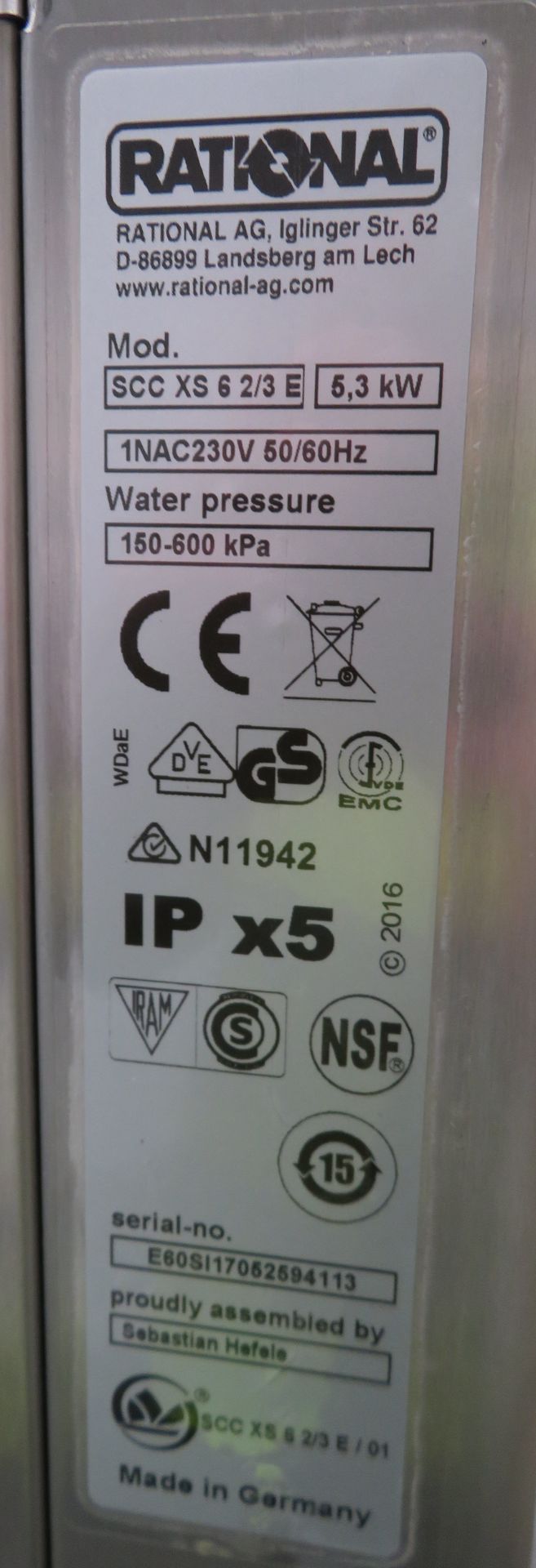 Rational SCC XS Self Cooking Centre 6 grid combi oven with stand. 2017. Ex Demo. Tested and working. - Image 8 of 12