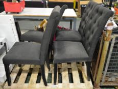 4x Black Fabric Dining Chairs