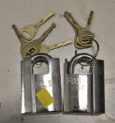 2x Abloy padlocks with keys