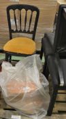 Brown Wooden Chair with 8 Orange Seat Covers