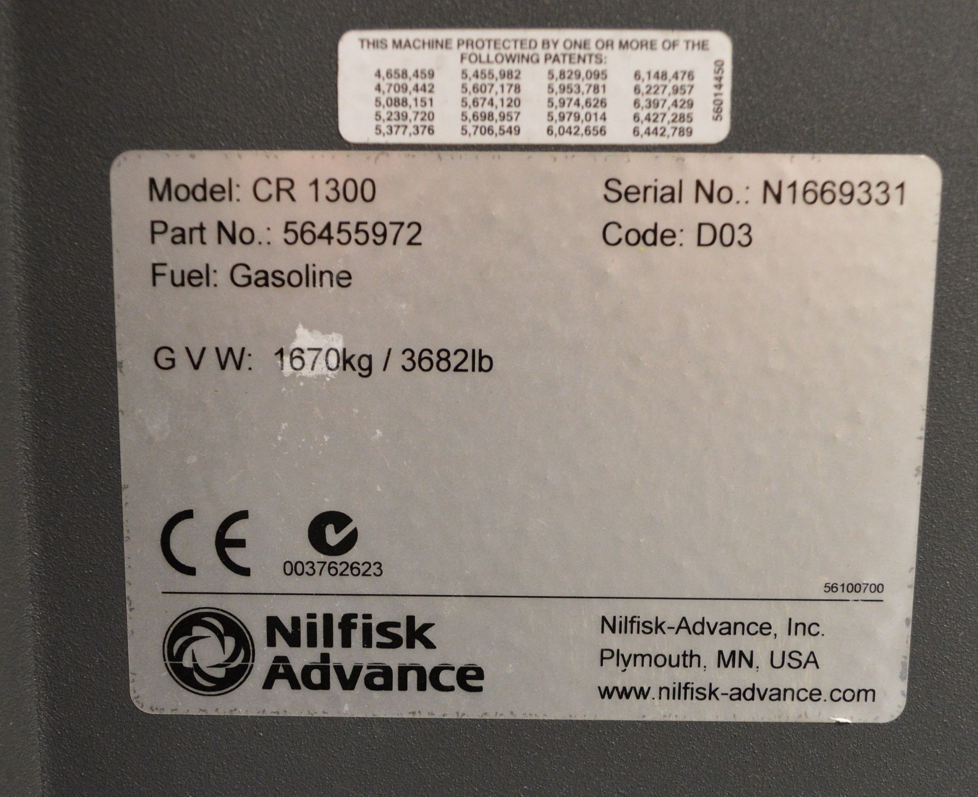 Nilfisk ride on sweeper - CR1300 - serial N1669331 - 1670kg - Gasoline - Image 5 of 11