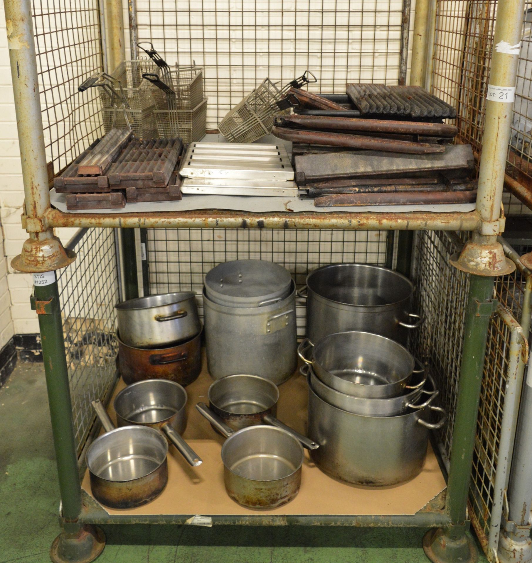 Pots, pans, fryer baskets, griddle tops, burners