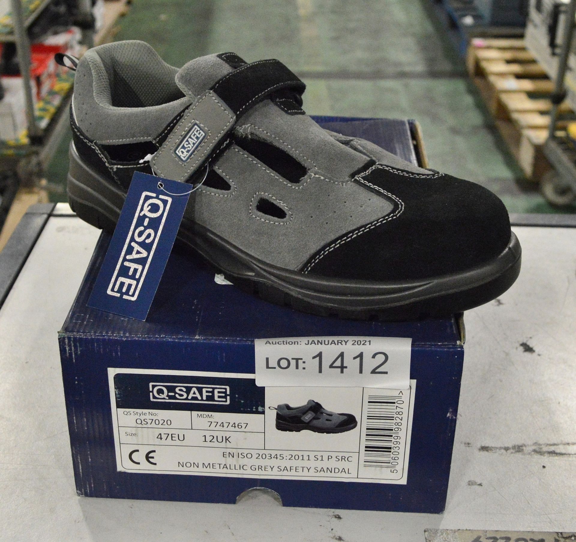 Safety shoes - Q-safe non metallic grey sandal QS7020 - 12UK 47EU
