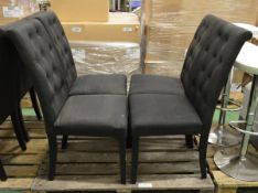 4x Black Fabric Dining Chairs