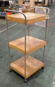 Wheeled 3 TIer Wooden Shelved Trolley