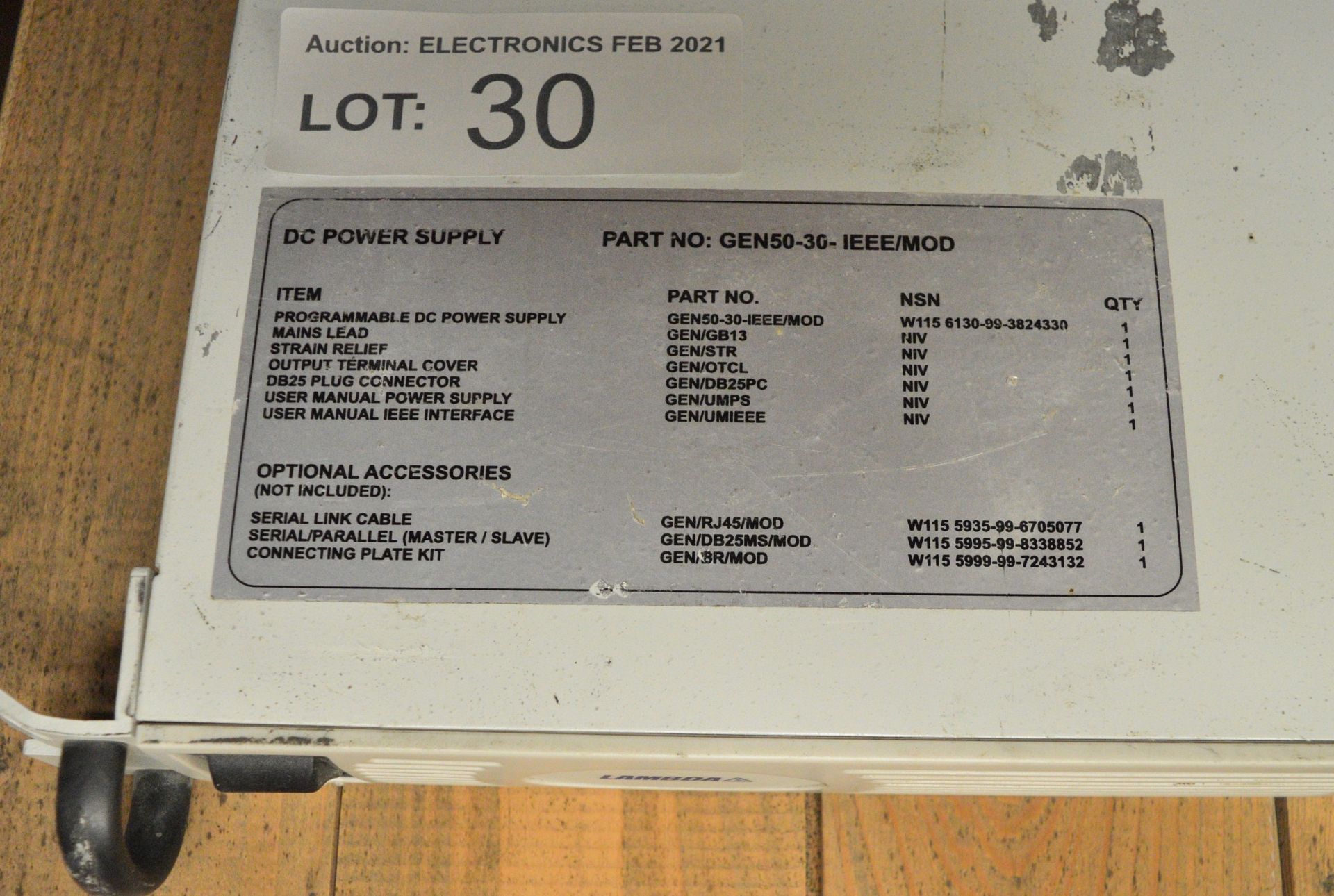 Lambda GEN50-30-IEEE/MOD DC Power Supply - Image 3 of 3