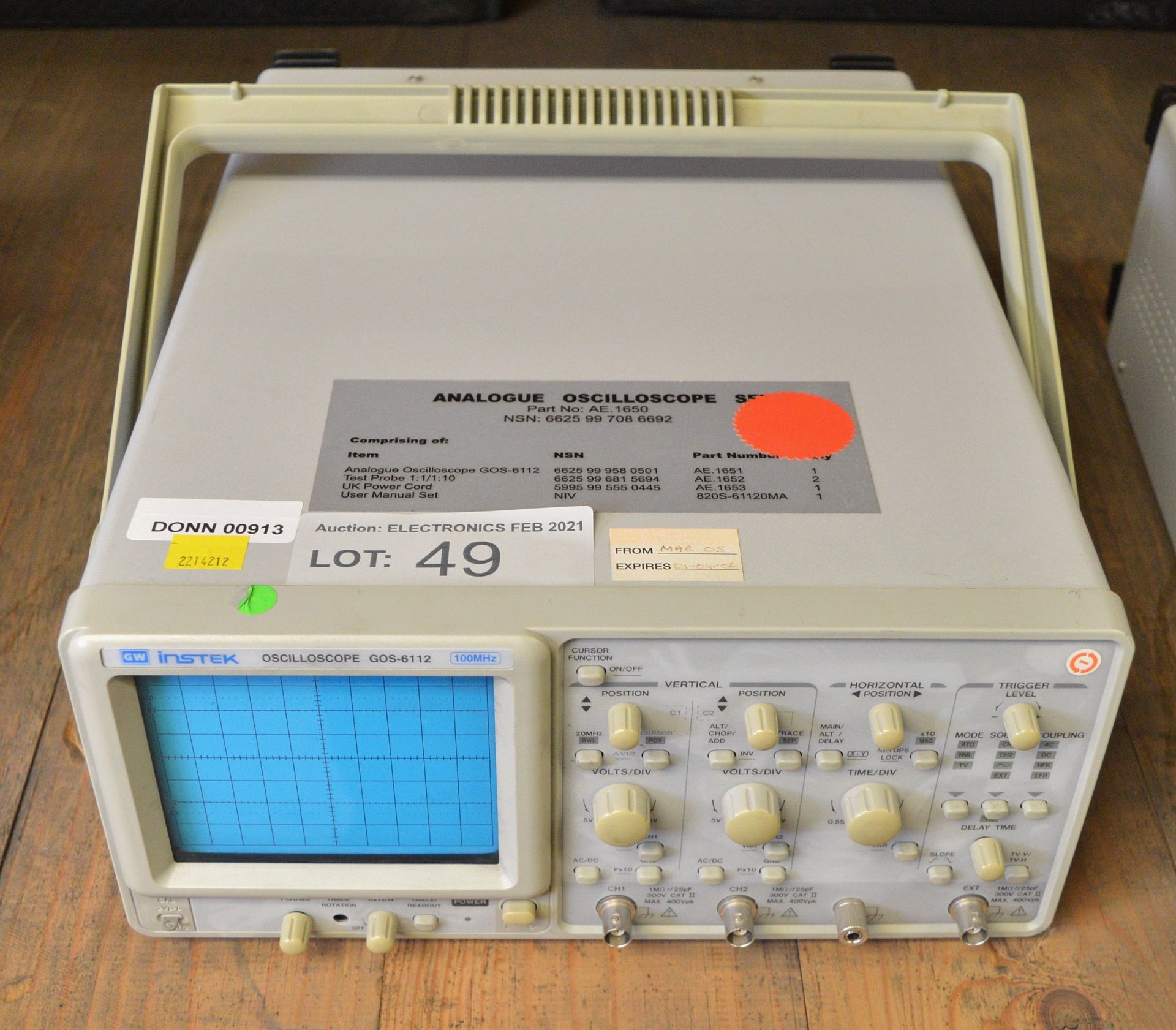 GW Instek GOS-6112 Oscilloscope - 100MHz - Image 2 of 3