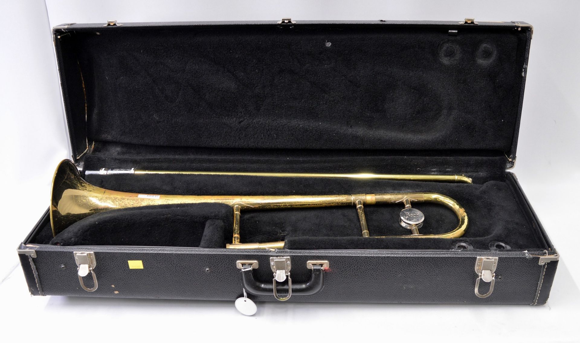 Bach Trombone with Case. Water key missing. Serial No. 89521.