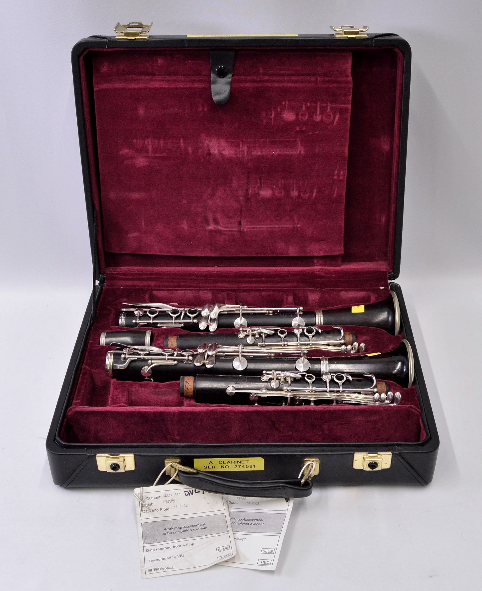 Pair of Buffet Clarinets in Case. Parts missing. Serial Nos. 274581 & 274585.