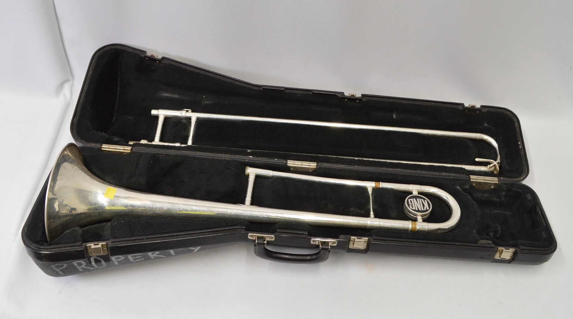 King Model 606 Trombone with Case. Damage to end of slide tube.