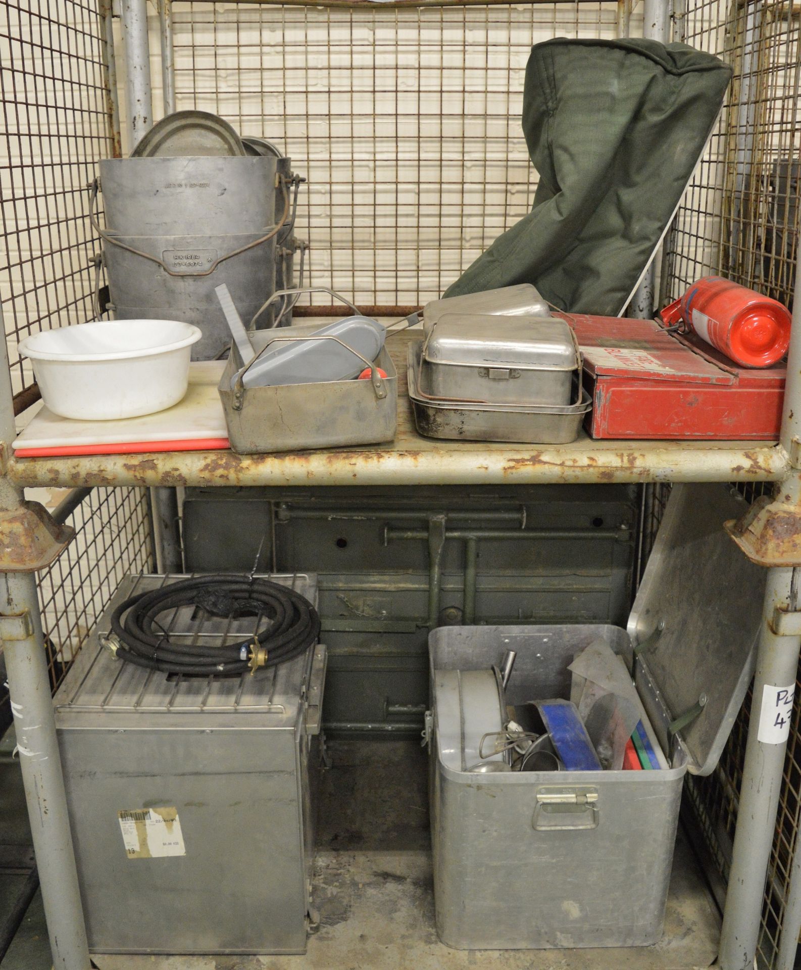 Field Catering Kit - Cooker. Oven, Utensils in storage box, pots, pans, fire blanket box