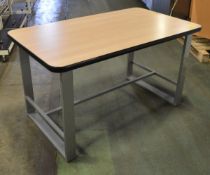 Wooden Table with Metal Legs & Foot Rest - L1400 x D800 x H780mm