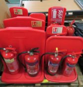 Fire extinguishers - in need of service, plastic stands