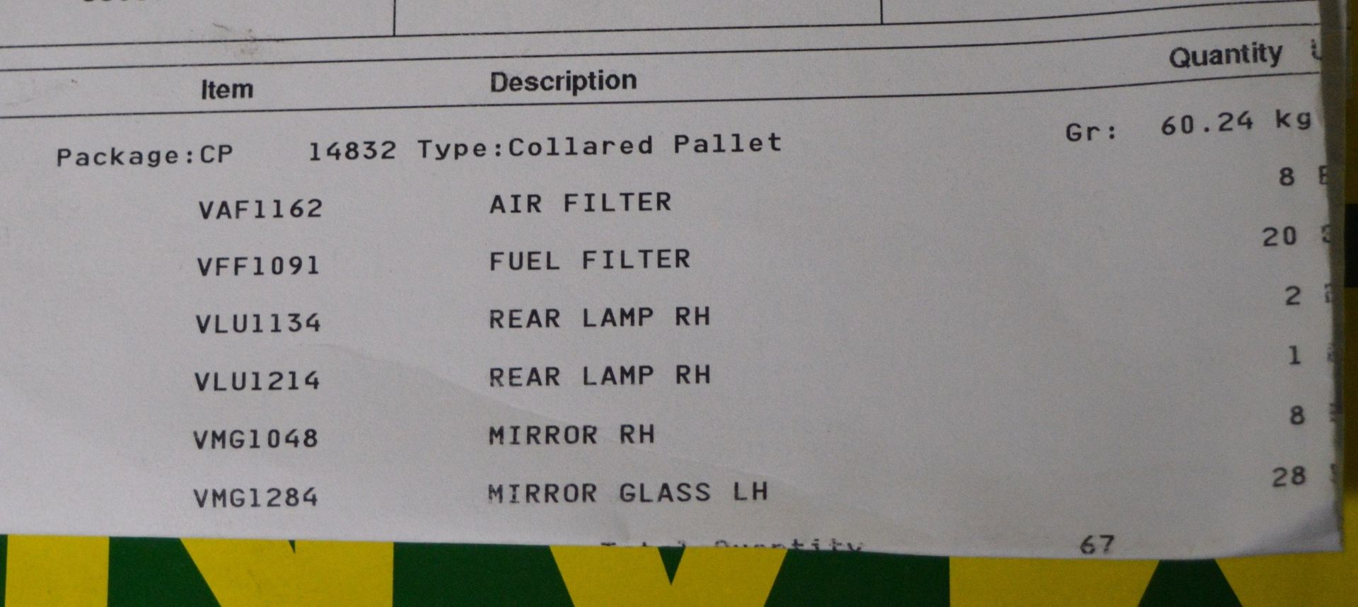 Vehicle Parts - Fuel, Air Filters, Rear Lamps & Mirrors - see picture for itinerary for mo - Image 5 of 5