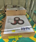 3x RJH wire brushes - 200mm x 25mm wheels - wooden centres for taper spindle