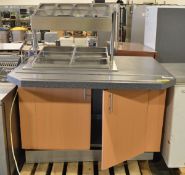 Servery Unit with Storage & Tray Rail (as spares) - L1320 x D1055 x H1420mm