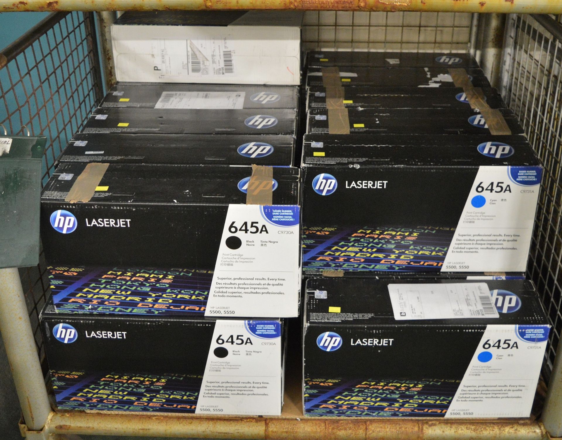 11x HP LaserJet 645A C9731A Cyan Print Cartridges, 7x HP LaserJet 645A C9733A Magenta Prin