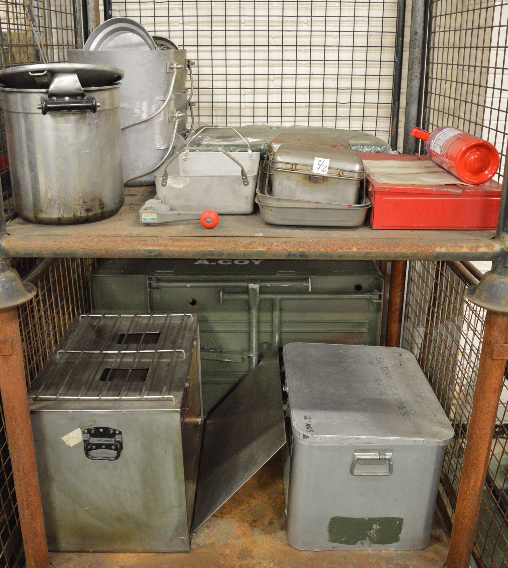 Field Catering Kit - Cooker. Oven, Utensils in storage box, pots, pans, fire blanket box