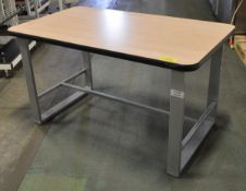 Wooden Table with Metal Legs & Foot Rest - L1400 x D800 x H780mm