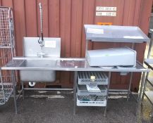 Stainless steel dishwashing pre wash sink unit