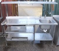 Stainless steel sink with shelving