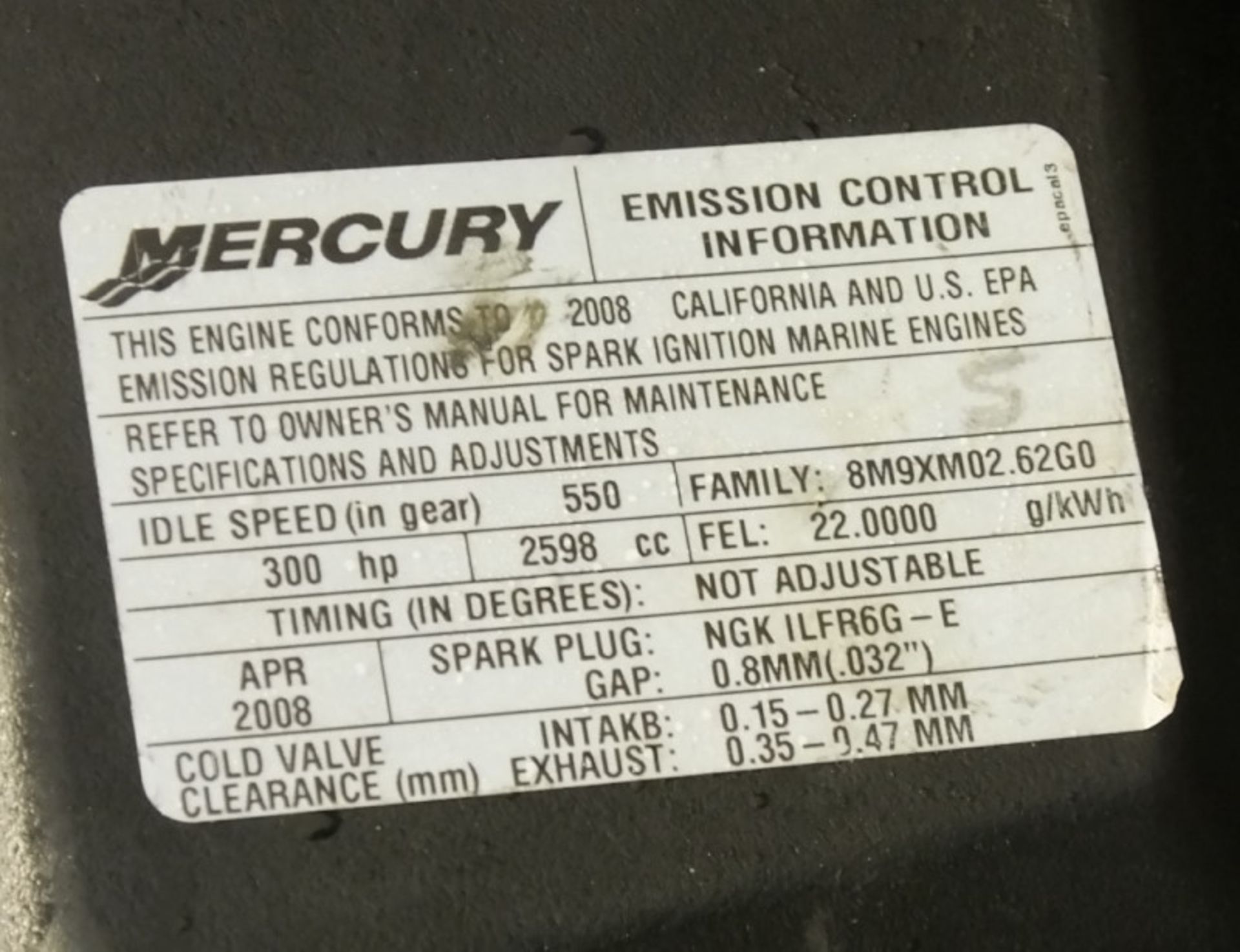 Mercury Verado Outboard engine 2008 - 300XL L6 - serial 1B689399 - hours run 690 - can be - Image 12 of 18