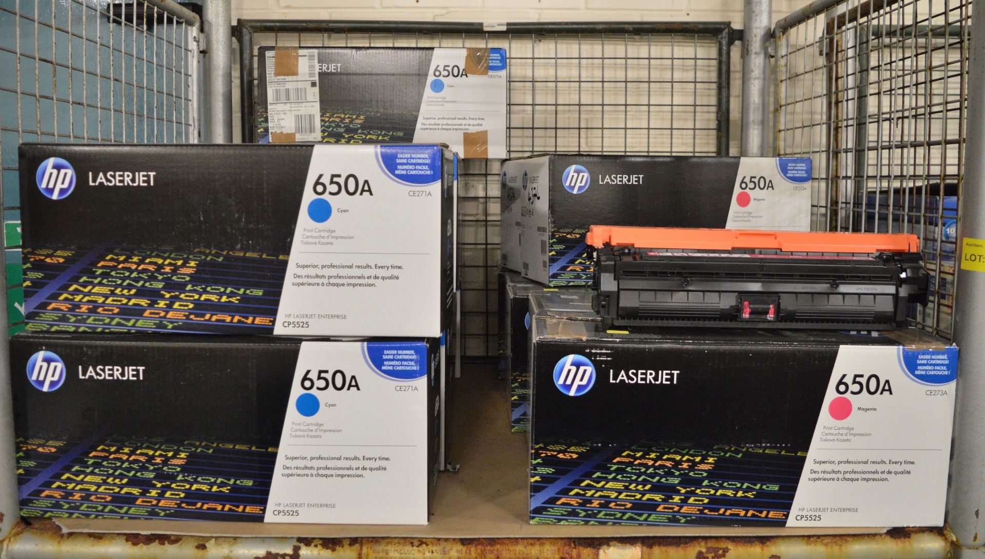 11x HP LaserJet 650A CE271E Cyan Print Cartridges, 7x HP LaserJet 650A CE273A Magenta Prin