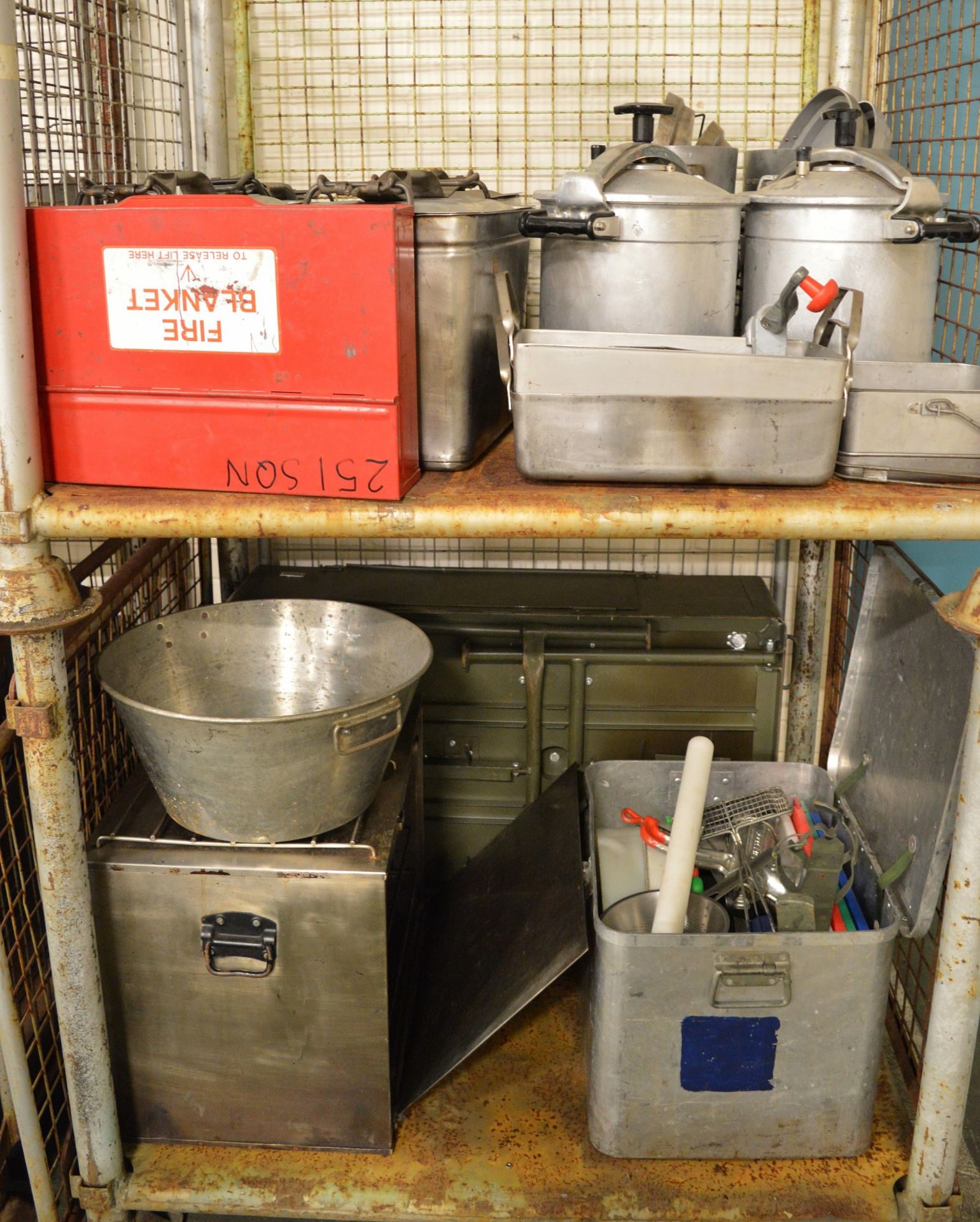 Field Catering Kit - Cooker. Oven, Utensils in storage box, pots, pans, fire blanket box