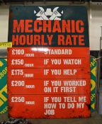 700x500 tin sign Mechanic Hourly rate