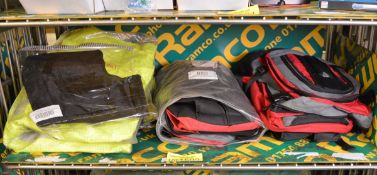 2x JSP Backpacks with harnesses & workwear assortment - trousers, coat & thermal head warm