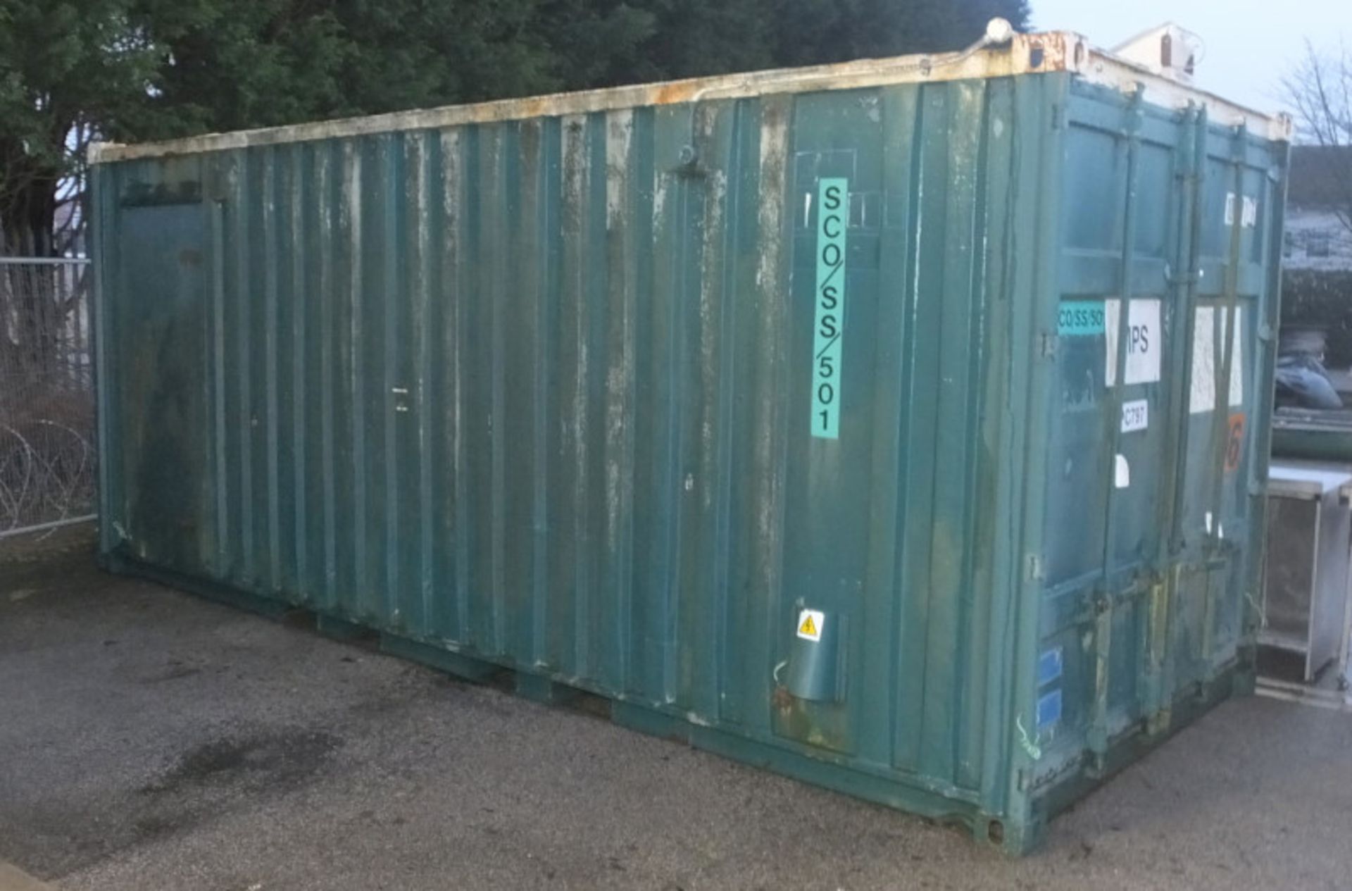 ISO Container 2.2W x 5.3L x 2.6H With Fitted Rolling Flatbed - green